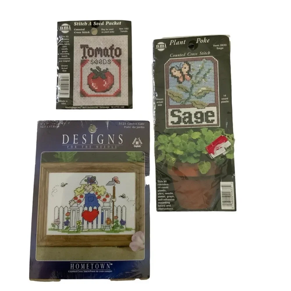 3 Garden Theme Counted Cross Stitch Kits